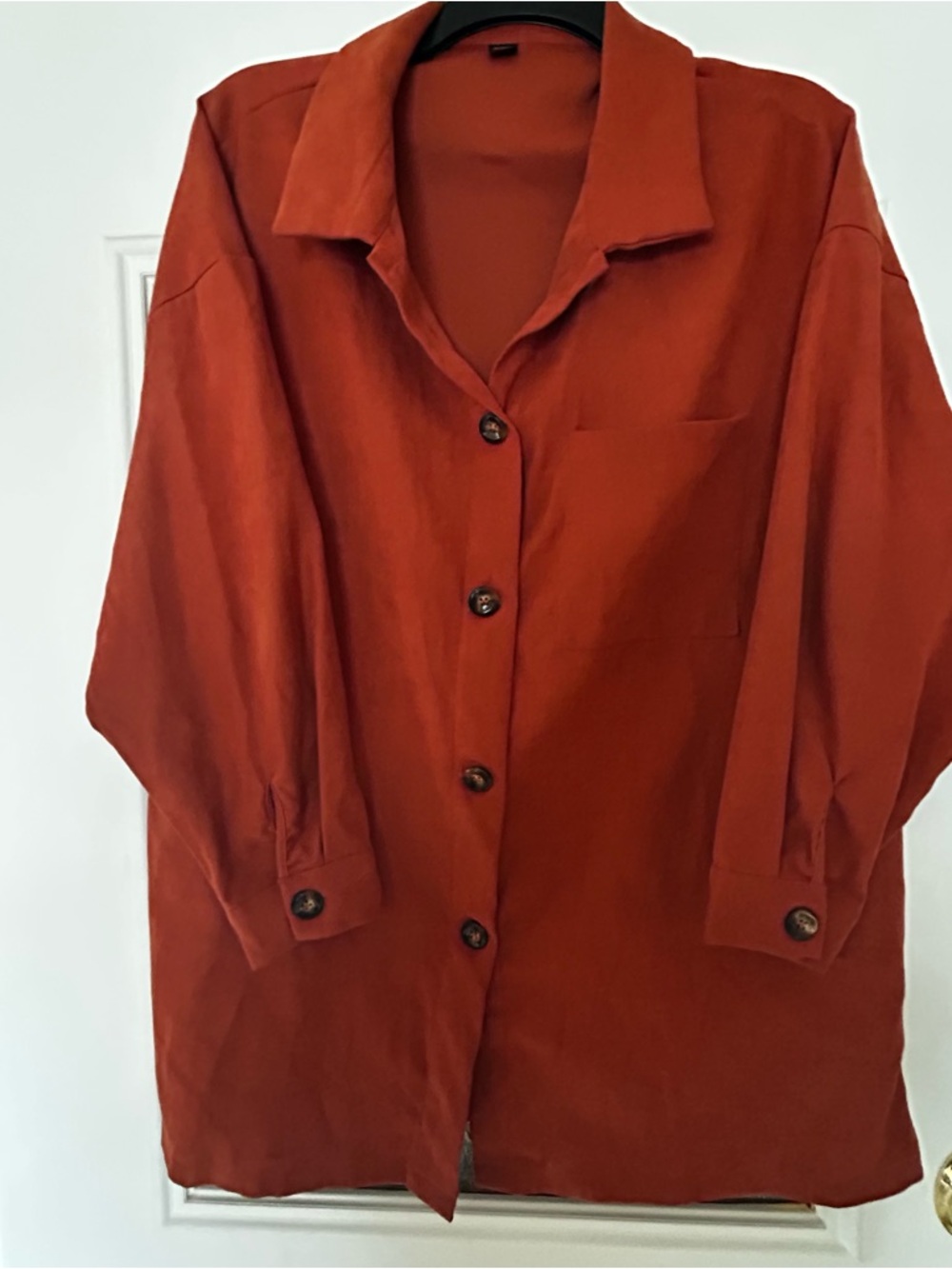 SHEIN Rust Button-Front Oversized Blouse